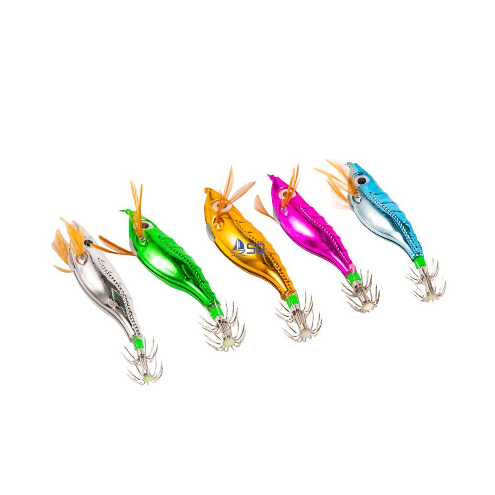 Glowing Squid Jig with Big Eyes Wood Shrimp 