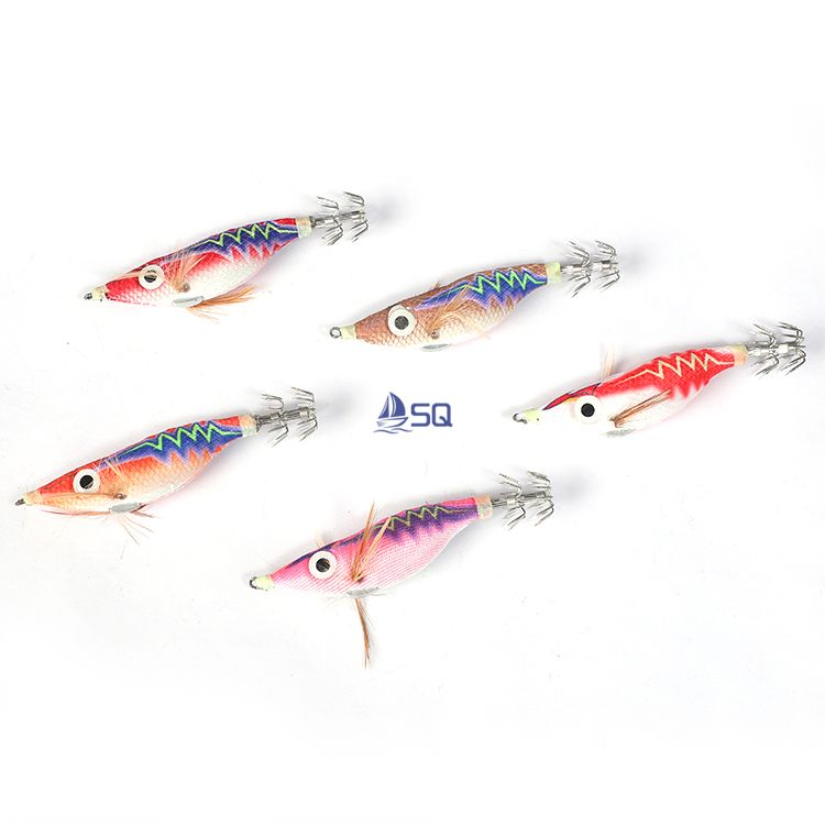 Wood Shrimp Artificial Mixed Colors Squid Bait Squid Jigs